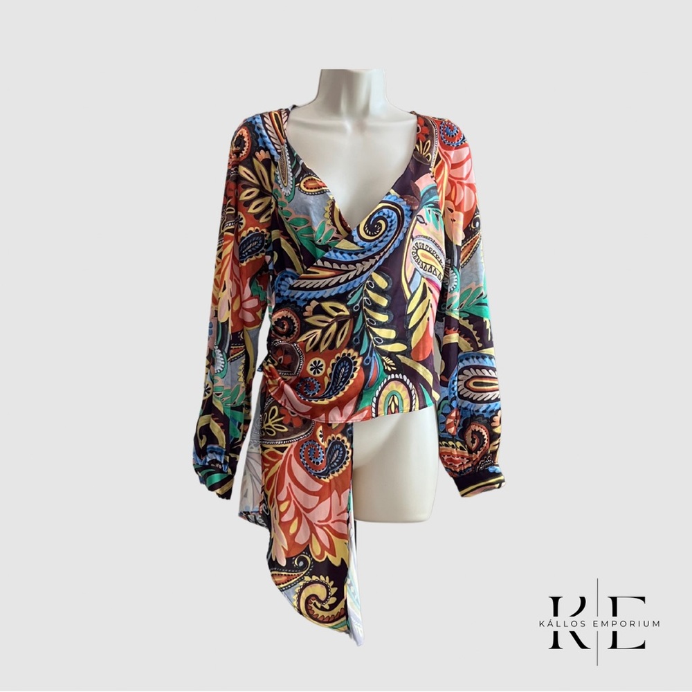 Zara Multicolor Assymetrical Drape Top